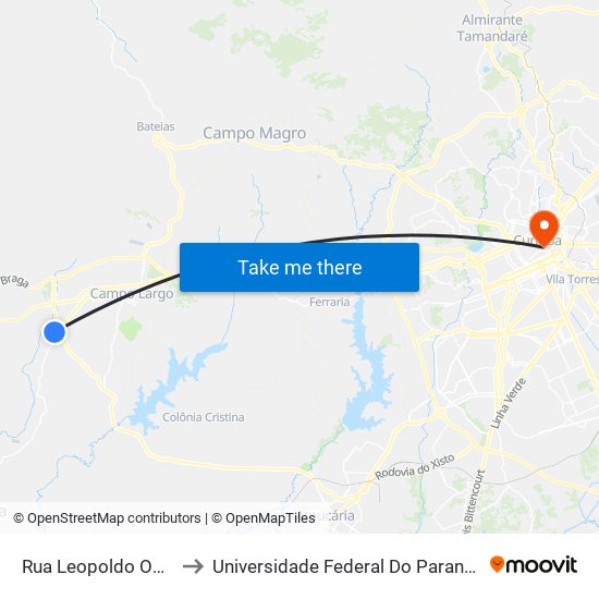 Rua Leopoldo Okraska, 301 to Universidade Federal Do Paraná Prédio Histórico map