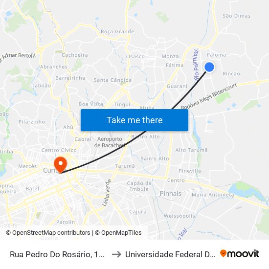 Rua Pedro Do Rosário, 1218 - Exclusivo Madrugueiro to Universidade Federal Do Paraná Prédio Histórico map