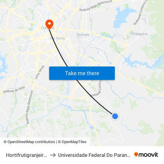 Hortifrutigranjeiros Zaruvny to Universidade Federal Do Paraná Prédio Histórico map