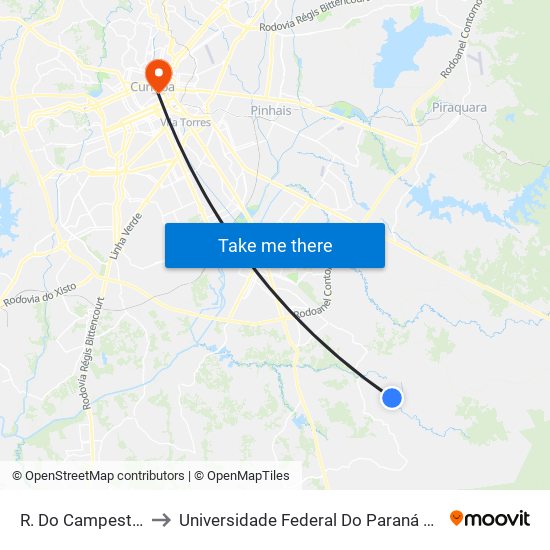 R. Do Campestre, 3224 to Universidade Federal Do Paraná Prédio Histórico map