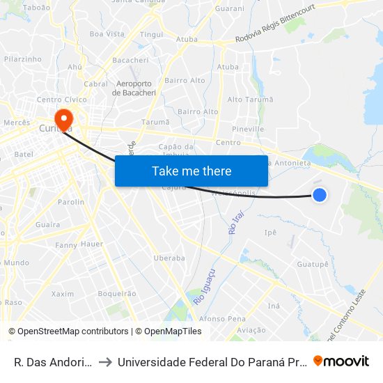 R. Das Andorinhas, 3 to Universidade Federal Do Paraná Prédio Histórico map