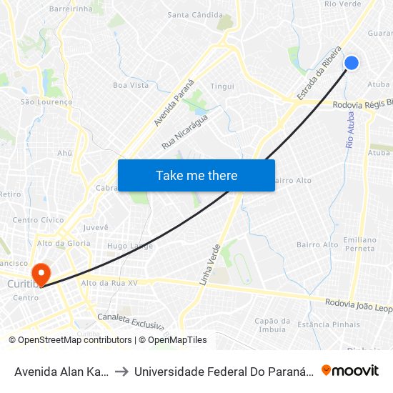 Avenida Alan Kardec, 912 to Universidade Federal Do Paraná Prédio Histórico map