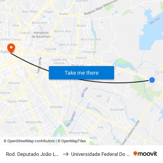 Rod. Deputado João Lepoldo Jacomel, 4050 to Universidade Federal Do Paraná Prédio Histórico map