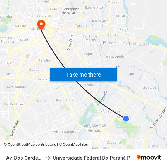 Av. Dos Cardeais, 252 to Universidade Federal Do Paraná Prédio Histórico map