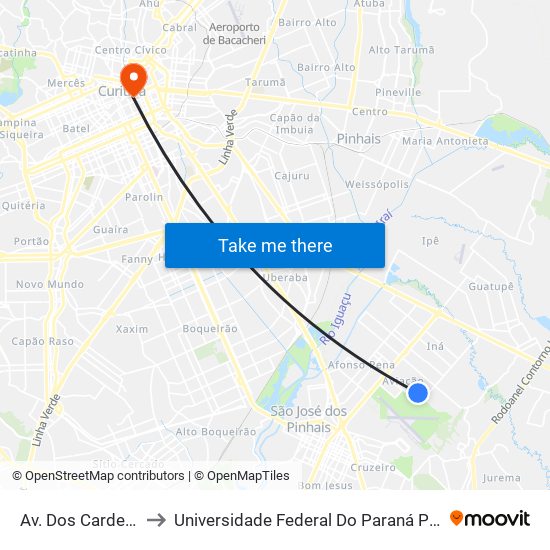 Av. Dos Cardeais, 488 to Universidade Federal Do Paraná Prédio Histórico map