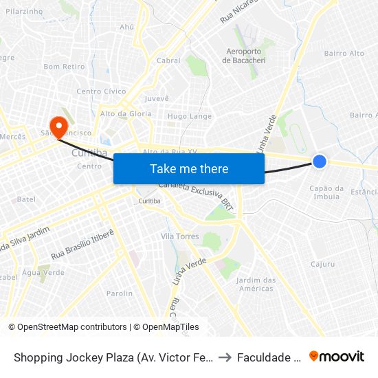 Shopping Jockey Plaza (Av. Victor Ferreira Do Amaral, 2694) to Faculdade Vicentina map