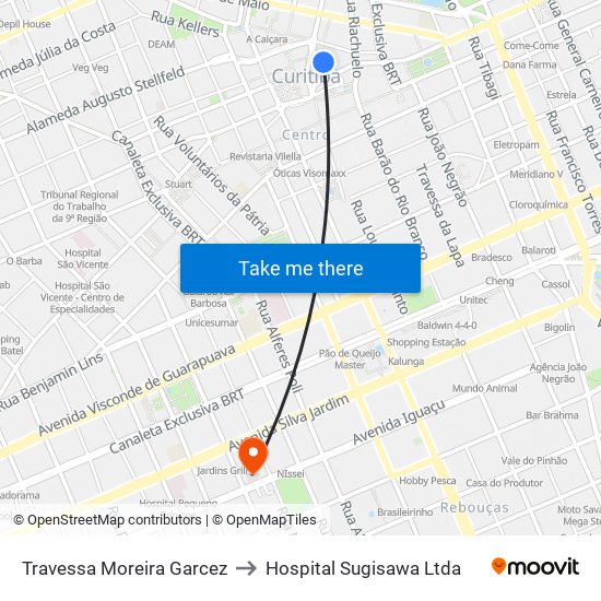 Travessa Moreira Garcez to Hospital Sugisawa Ltda map