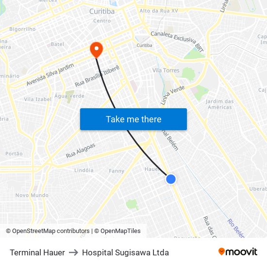 Terminal Hauer to Hospital Sugisawa Ltda map