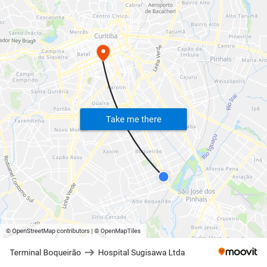 Terminal Boqueirão to Hospital Sugisawa Ltda map