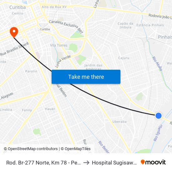 Rod. Br-277 Norte, Km 78 - Peladeiros to Hospital Sugisawa Ltda map