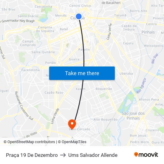 Praça 19 De Dezembro to Ums Salvador Allende map