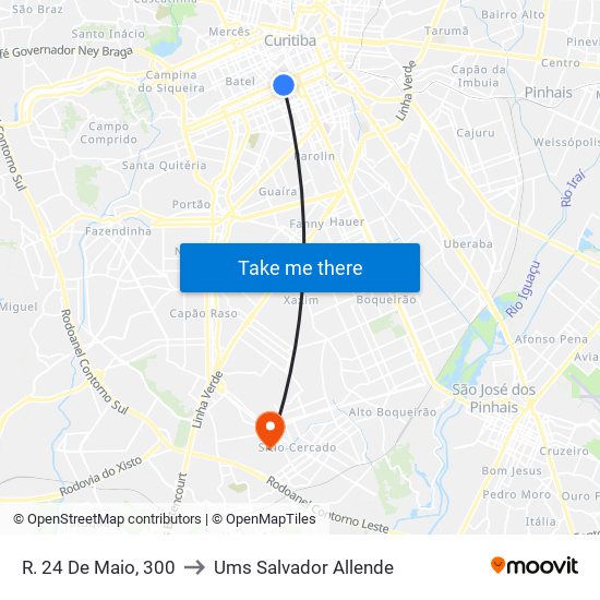 R. 24 De Maio, 300 to Ums Salvador Allende map