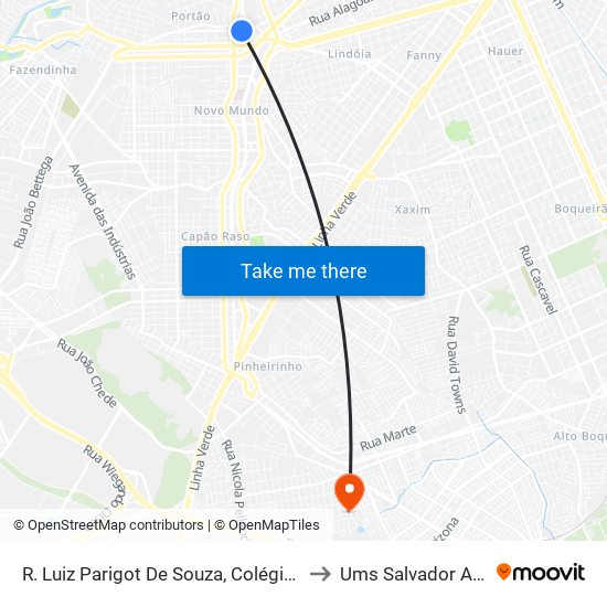 R. Luiz Parigot De Souza, Colégio Bagozzi to Ums Salvador Allende map