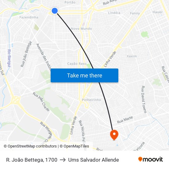 R. João Bettega, 1700 to Ums Salvador Allende map