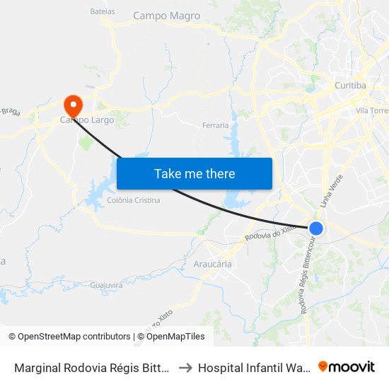 Marginal Rodovia Régis Bittencourt (Br 116) - Ceasa to Hospital Infantil Waldemar Monastier map