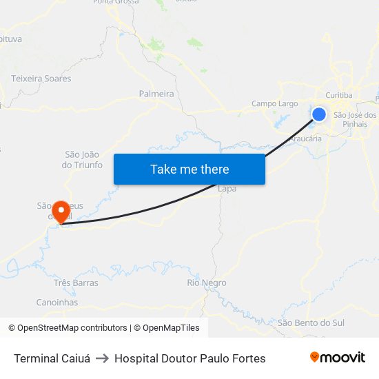 Terminal Caiuá to Hospital Doutor Paulo Fortes map