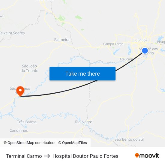 Terminal Carmo to Hospital Doutor Paulo Fortes map