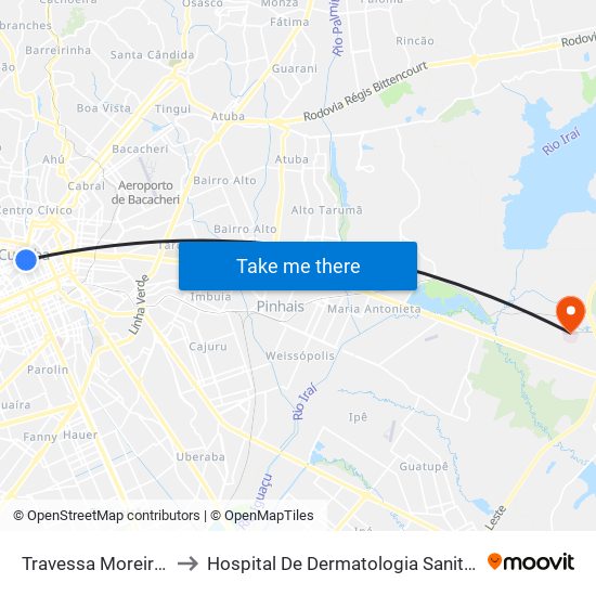 Travessa Moreira Garcez to Hospital De Dermatologia Sanitária Do Paraná map