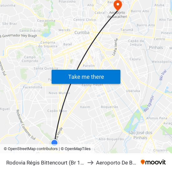 Rodovia Régis Bittencourt (Br 116) - Servopa to Aeroporto De Bacacheri map