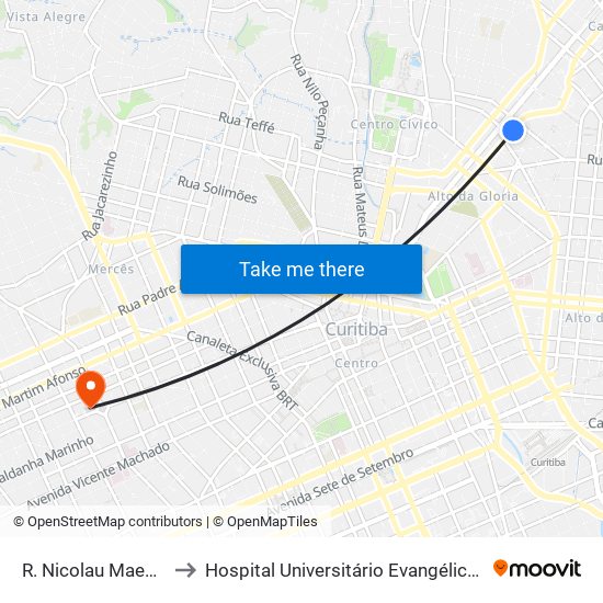 R. Nicolau Maeder, 562 to Hospital Universitário Evangélico Mackenzie map
