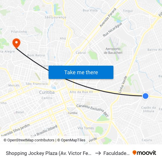 Shopping Jockey Plaza (Av. Victor Ferreira Do Amaral, 2694) to Faculdade Inspirar map