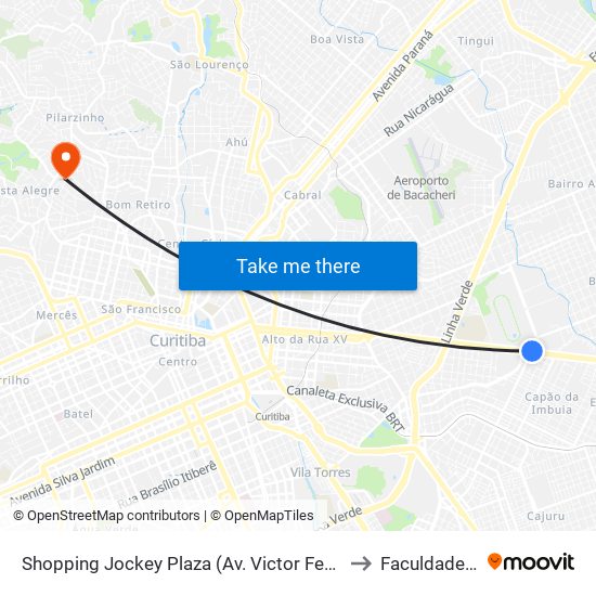 Shopping Jockey Plaza (Av. Victor Ferreira Do Amaral, 2300) to Faculdade Inspirar map