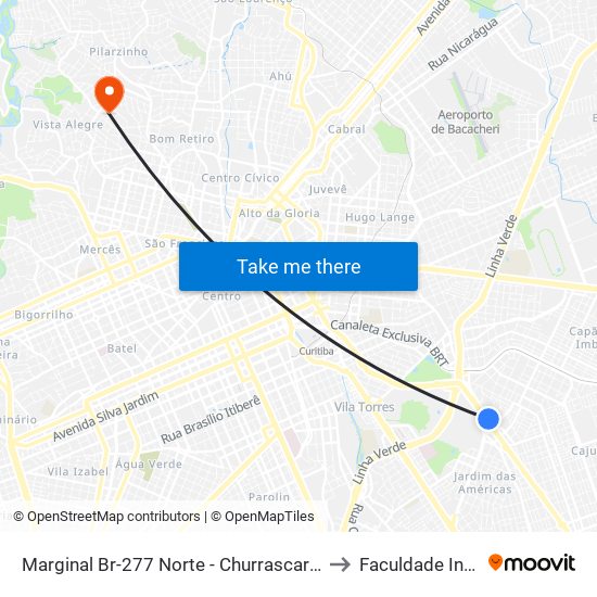 Marginal Br-277 Norte - Churrascaria Marumbi to Faculdade Inspirar map