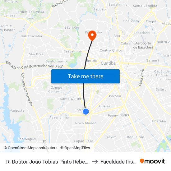 R. Doutor João Tobias Pinto Rebelo, 3500 to Faculdade Inspirar map