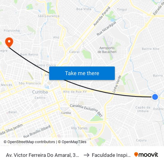 Av. Victor Ferreira Do Amaral, 3377 to Faculdade Inspirar map