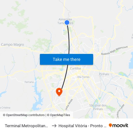 Terminal Metropolitano Tamandaré to Hospital Vitória - Pronto Atendimento map