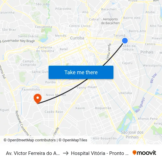 Av. Victor Ferreira do Amaral, 2482 to Hospital Vitória - Pronto Atendimento map