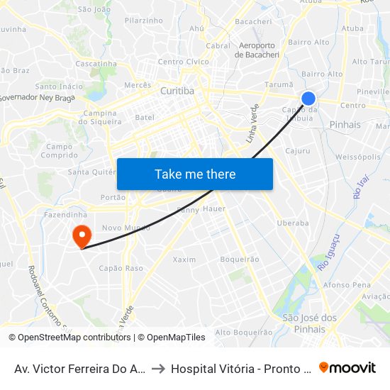Av. Victor Ferreira Do Amaral, 3141 to Hospital Vitória - Pronto Atendimento map