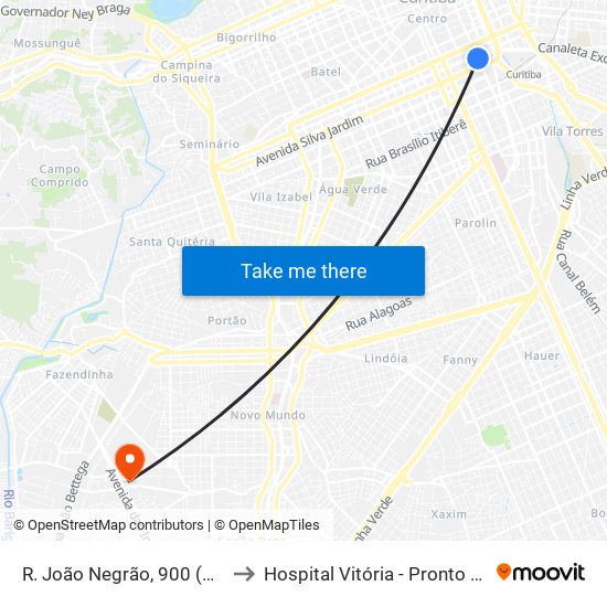 R. João Negrão, 900 (Ponte Preta) to Hospital Vitória - Pronto Atendimento map