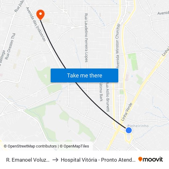 R. Emanoel Voluz, 284 to Hospital Vitória - Pronto Atendimento map