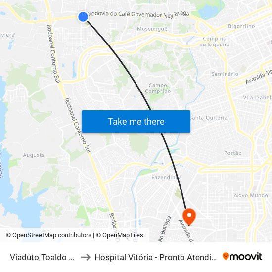 Viaduto Toaldo Túlio to Hospital Vitória - Pronto Atendimento map