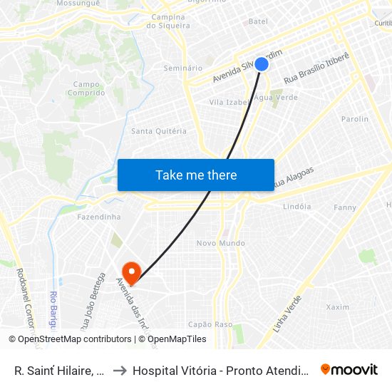 R. Sainť Hilaire, 219 to Hospital Vitória - Pronto Atendimento map