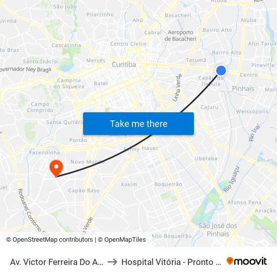 Av. Victor Ferreira Do Amaral, 3377 to Hospital Vitória - Pronto Atendimento map