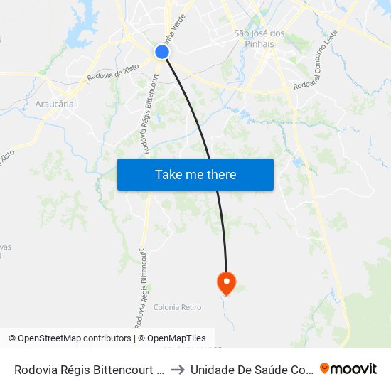 Rodovia Régis Bittencourt (Br 116) - Servopa to Unidade De Saúde Colônia Marcelino map