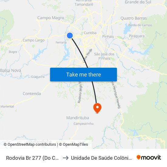 Rodovia Br 277 (Do Café), 5245 to Unidade De Saúde Colônia Marcelino map