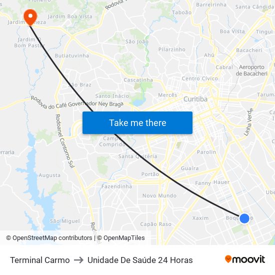 Terminal Carmo to Unidade De Saúde 24 Horas map