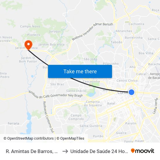 R. Amintas De Barros, 300 to Unidade De Saúde 24 Horas map