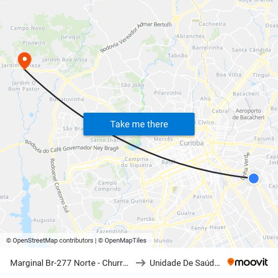 Marginal Br-277 Norte - Churrascaria Marumbi to Unidade De Saúde 24 Horas map