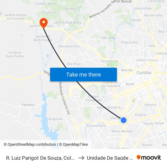 R. Luiz Parigot De Souza, Colégio Bagozzi to Unidade De Saúde 24 Horas map