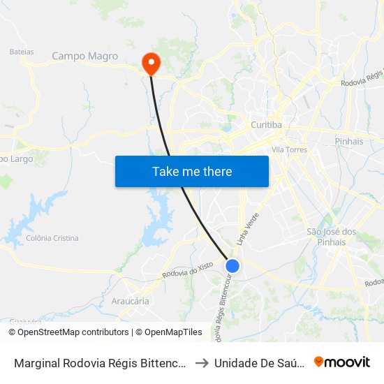 Marginal Rodovia Régis Bittencourt (Br 116) - Ceasa to Unidade De Saúde 24 Horas map