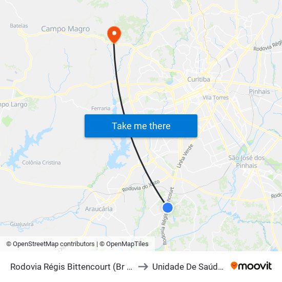 Rodovia Régis Bittencourt (Br 116) - Passarela to Unidade De Saúde 24 Horas map