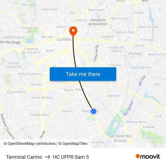Terminal Carmo to HC UFPR Sam 5 map