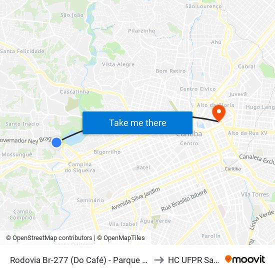 Rodovia Br-277 (Do Café) - Parque Barigui to HC UFPR Sam 5 map
