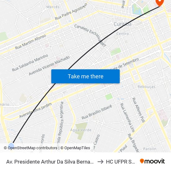 Av. Presidente Arthur Da Silva Bernardes, 607 to HC UFPR Sam 5 map