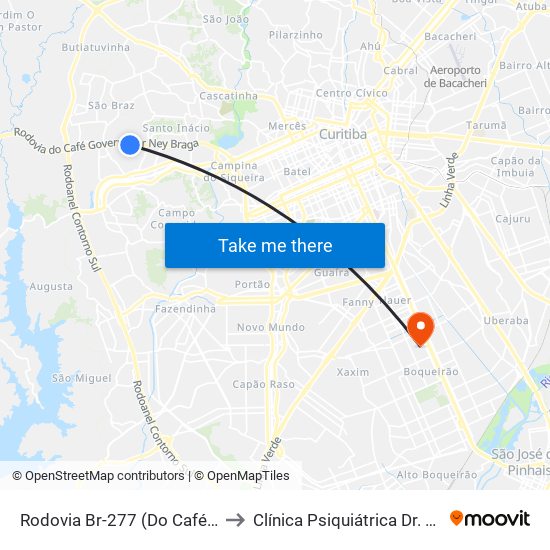 Rodovia Br-277 (Do Café) - Passarela Brf to Clínica Psiquiátrica Dr. Hélio Rotenberg map