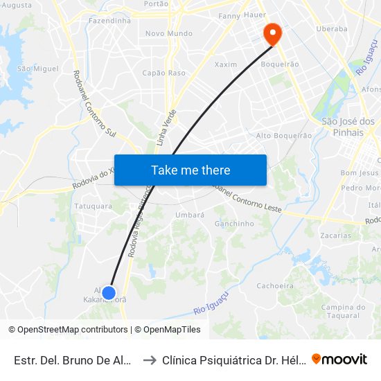 Estr. Del. Bruno De Almeida, 3986 to Clínica Psiquiátrica Dr. Hélio Rotenberg map